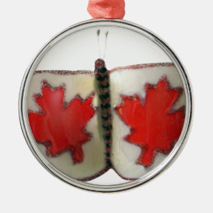 Canadian Flag Butterfly Design Metalen Ornament