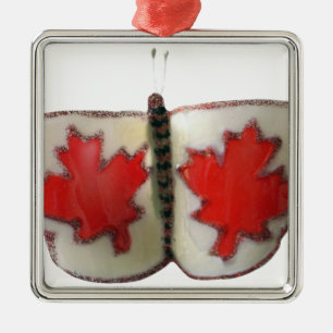 Canadian Flag Butterfly Design Metalen Ornament
