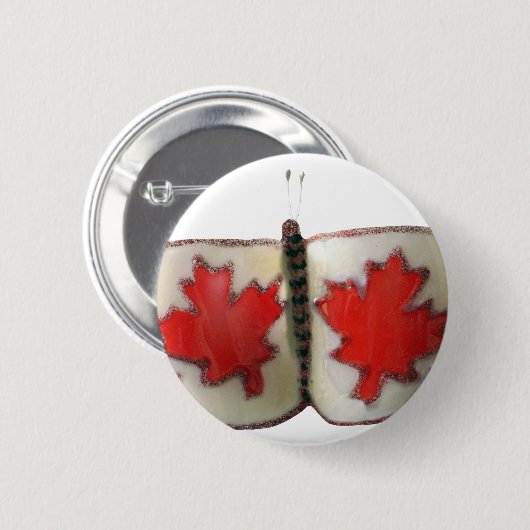 Canadian Flag Butterfly Design Ronde Button 5,7 Cm (Voorkant /achterkant)