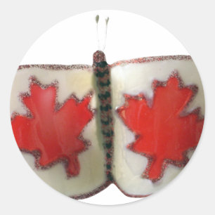 Canadian Flag Butterfly Design Ronde Sticker
