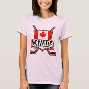 Canadian Flag Hockey Logo, met achterprint T-shirt