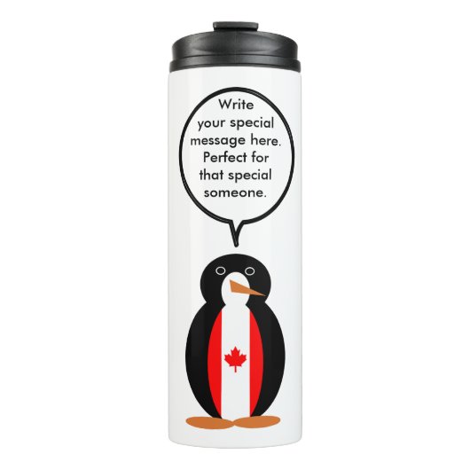 Canadian Flag Talking Ms. Penguin Personalize Text Thermosbeker (Voorkant)