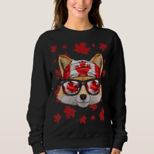 Canadian Fox Patriotic Canada Flag Maple Leaf Prid Trui