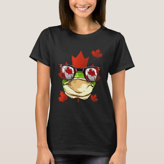Canadian Frog Maple Tree Leaf Canada Flag Animal F T-shirt (Voorkant)