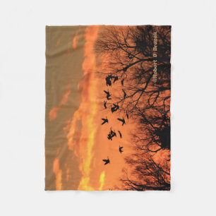 Canadian Geese Sunset Silhouette Fleece Deken