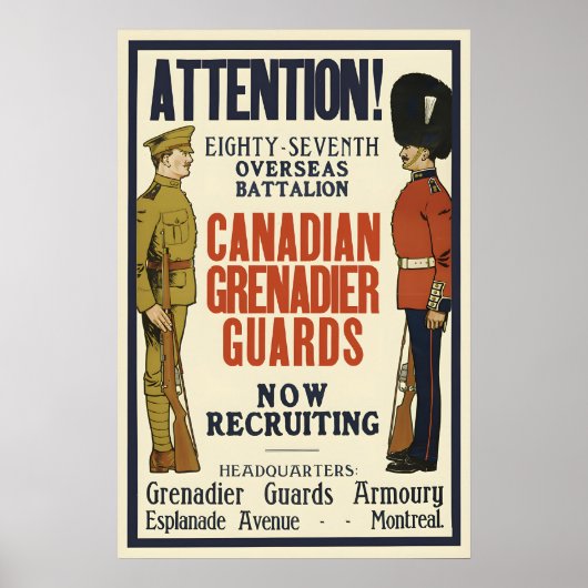 Canadian Grenadier Guards WWI Recruitment Poster (Devant)