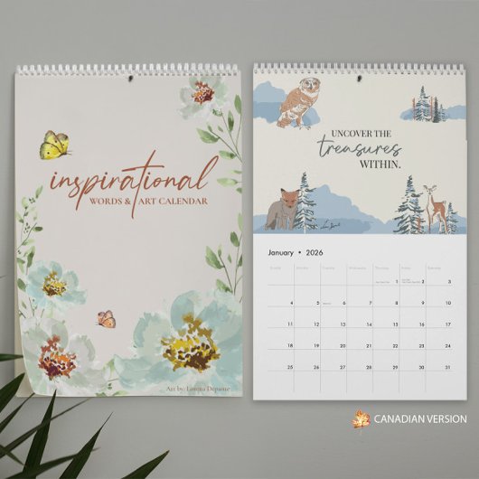 Canadian Grid 2026 Inspirerend citaten en kunst Kalender