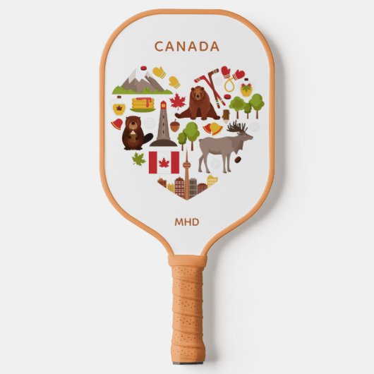 Canadian Love Custom Monogram Pickleball Paddle (Voorkant)
