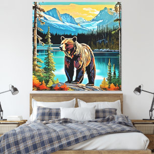 Canadian Majestic Mountain Beer Design Canvas Afdruk