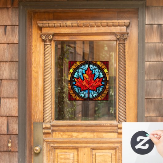 Canadian Maple Leaf Glas in lood Raamsticker (Huis Deur)