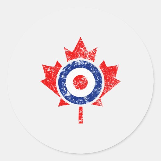 Canadian Maple Leaf Roundel Grunge Mod CANADA Ronde Sticker (Voorkant)