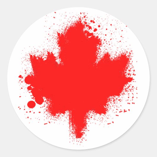 Canadian Maple Leaf Splash Tshirts Ronde Sticker (Voorkant)