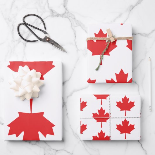 Canadian Maple Red Leaf Wrapping Paper Sheets (Voorkant)