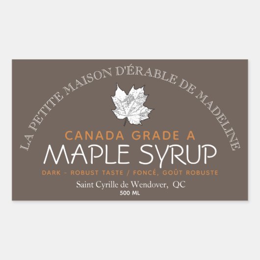 Canadian Maple Syrup Editable Food Label (Voorkant)