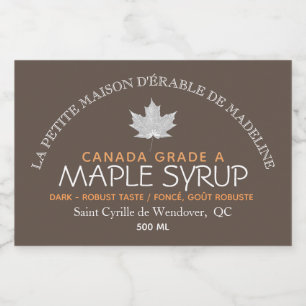 Canadian Maple Syrup Editable Food Label Brown Voedselcontainer Etiket