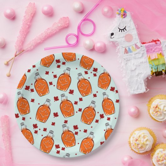 Canadian Maple Syrup Pattern Papieren Bordje (Feest)