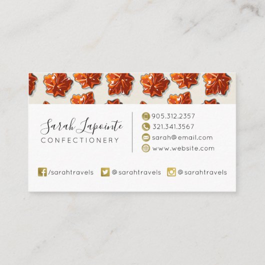 Canadian Maple Syrup Snoep Pattern Visitekaartje (Achterkant)