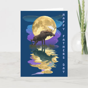 Canadian Moose & Moon Father's Day Card Kaart