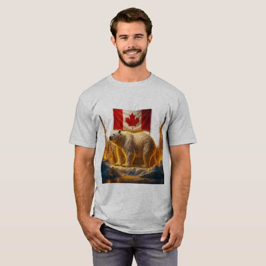 "Canadian Pride Polar Bear Tee – Majestic Wilderne T-shirt (Voorkant volledig)