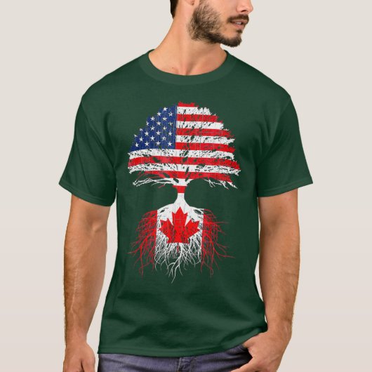 Canadian Roots American Gros Canada Tshirt drapeau (Devant)