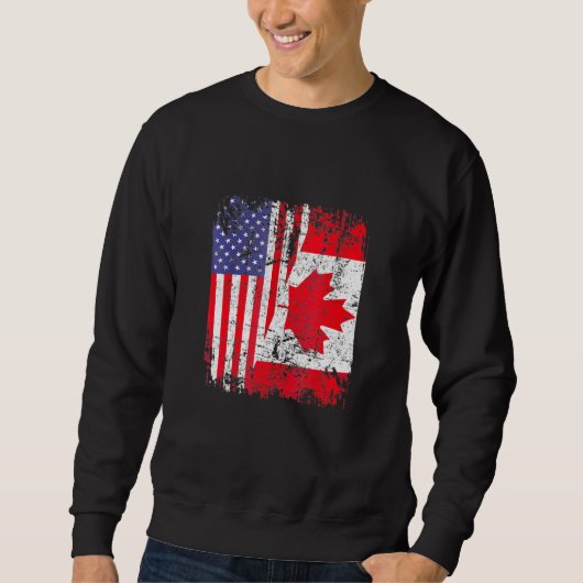 Canadian Roots Half American Flag Canada Trui (Voorkant)