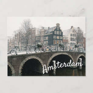 Canal à Amsterdam en hiver Carte postale