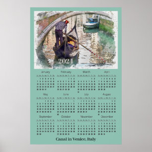 Canal à Venise Italie 2024 Calendrier Poster