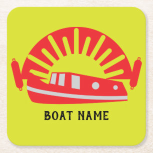 Canal Boat Living Doormat Sleutelhanger Wood Vierkante Kartonnen Onderzetter