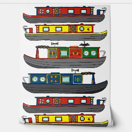 Canal Boats Barges and Narrowboats Pattern Behang