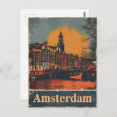 Canal Charme : Carte postale Vintage Amsterdam (Devant / Derrière)