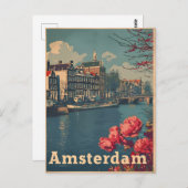 Canal Charme : Carte postale Vintage Amsterdam (Devant / Derrière)