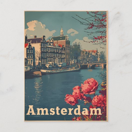 Canal Charme : Carte postale Vintage Amsterdam (Devant)