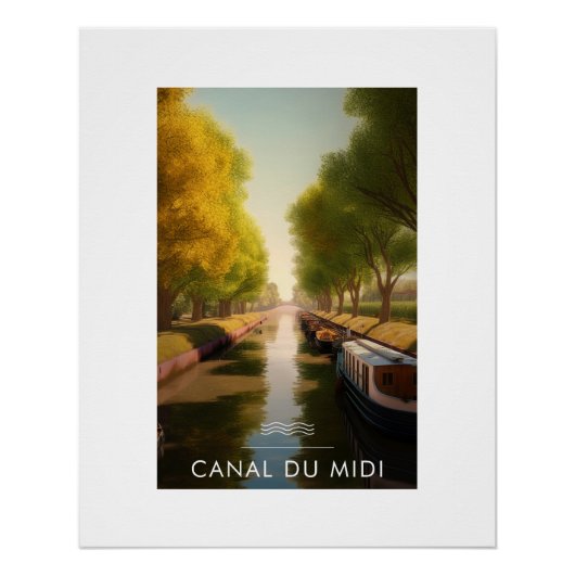 Canal du Middags - Frankrijk - illustraties Perfect Poster (Voorkant)