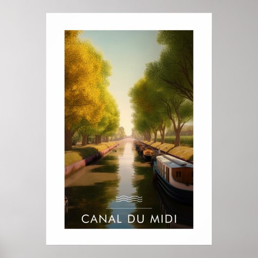 Canal du Middags - Frankrijk - illustraties Poster (Voorkant)