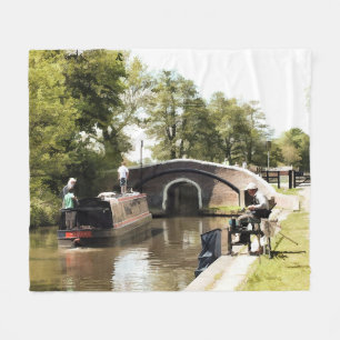 CANAL NARROWBOAT Fleece Blanket