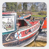 CANAL NARROWBOATS VIERKANTE STICKER (Voorkant)