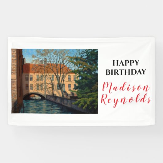 Canal pittoresque Bruges Vue Bannière d'anniversai (Horizontal)