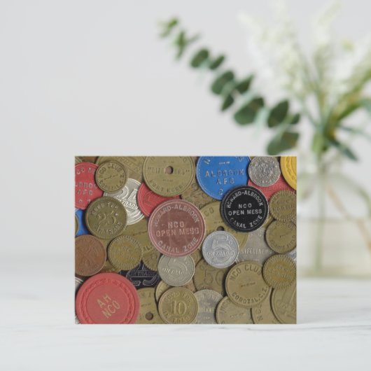 Canal Zone Tokens Collage Briefkaart (Staand voorkant)