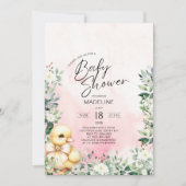 Canard avec Bow rose fille Baby shower Invitation (Devant)