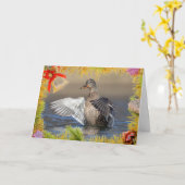 Canard colvert sur une carte de Noël (Fleur jaune)