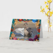 Canard de Mallard sur une carte de Noël (Fleur jaune)