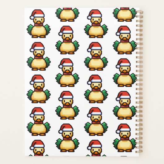 Canard de Noël mignon dans chapeau de Noël Pixel a (Dos)