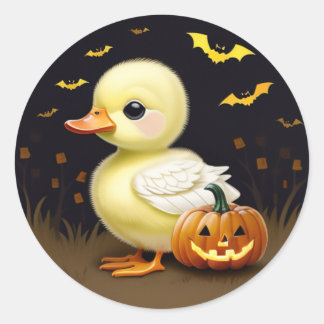 Canard d'Halloween avec Sticker Citrouille