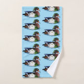 Canard en bois coloré nénuphar faune bleu (Serviette à main)
