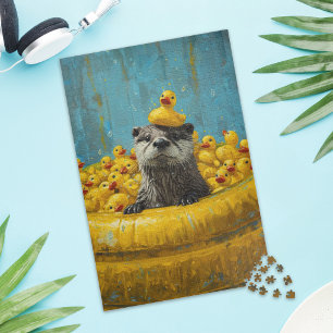Canard en caoutchouc de la loutre drôle Puzzle de