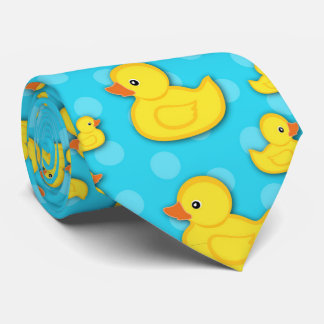 Canard en caoutchouc jaune Cravate bleu clair