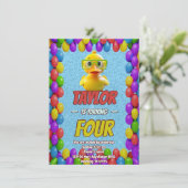 Canard en Caoutchouc Mignon Invitation d'Anniversa (Debout devant)