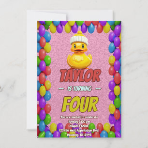Canard en Caoutchouc Mignon Invitation d'Anniversa