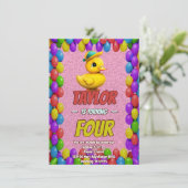 Canard en Caoutchouc Mignon Invitation d'Anniversa (Debout devant)