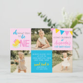 Canard en caoutchouc rose 3 Photo Invitation Anniv (Debout devant)